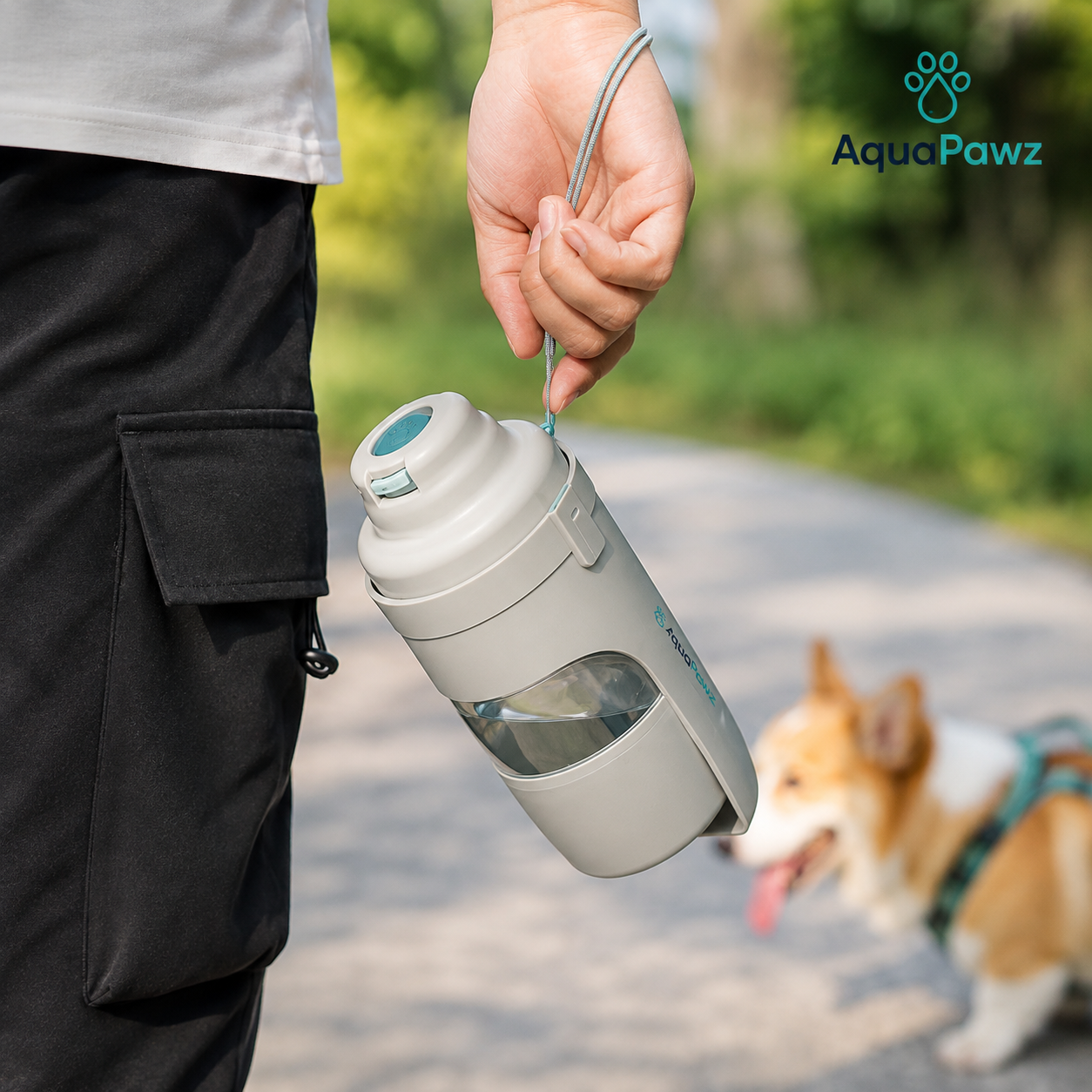AquaPawz™ 2-in-1 Travel Water Bottle & Food Dispenser