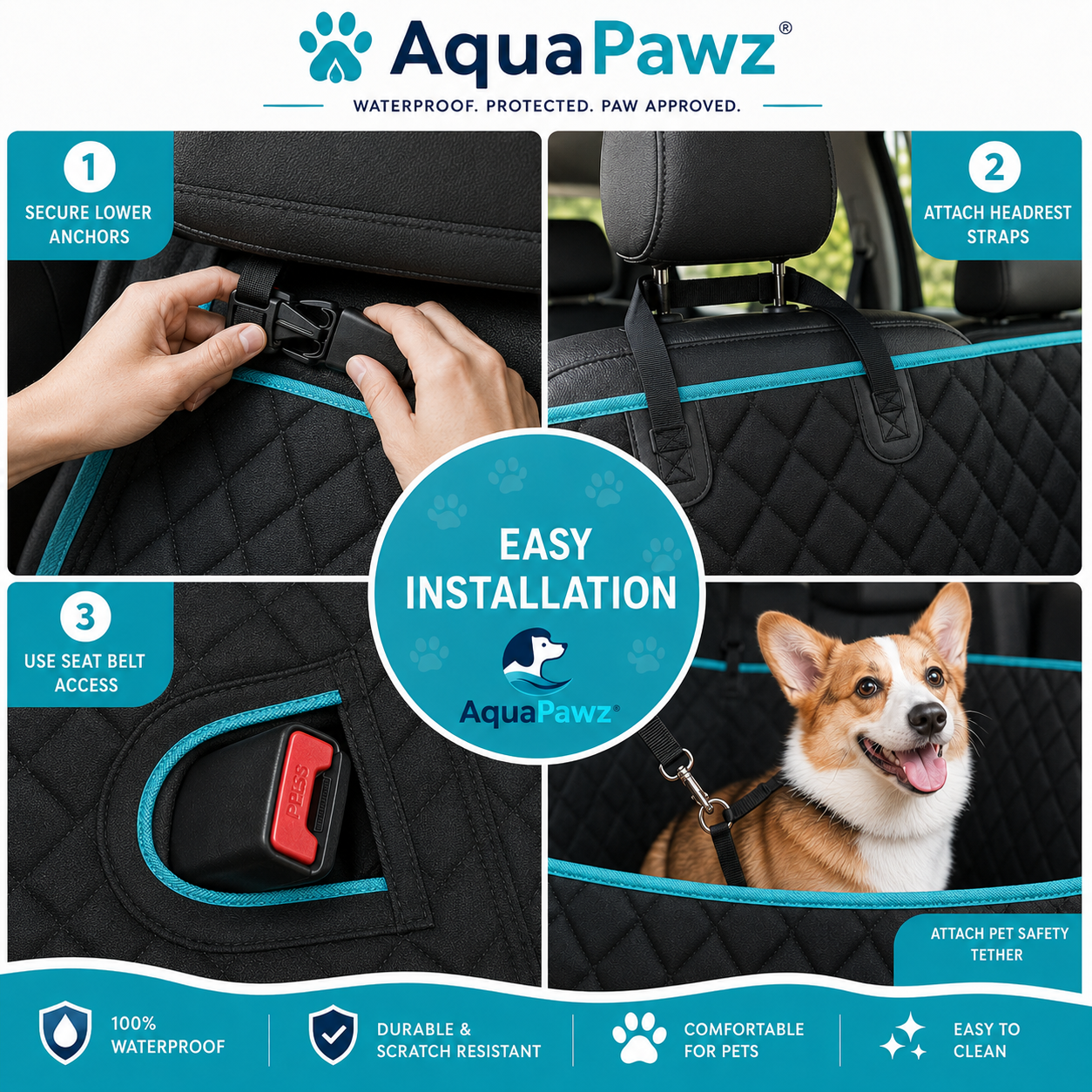 AquaPawz™ Back Seat Hammock Car Cover
