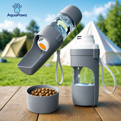 AquaPawz™ 2-in-1 Travel Water Bottle &amp; Food Dispenser