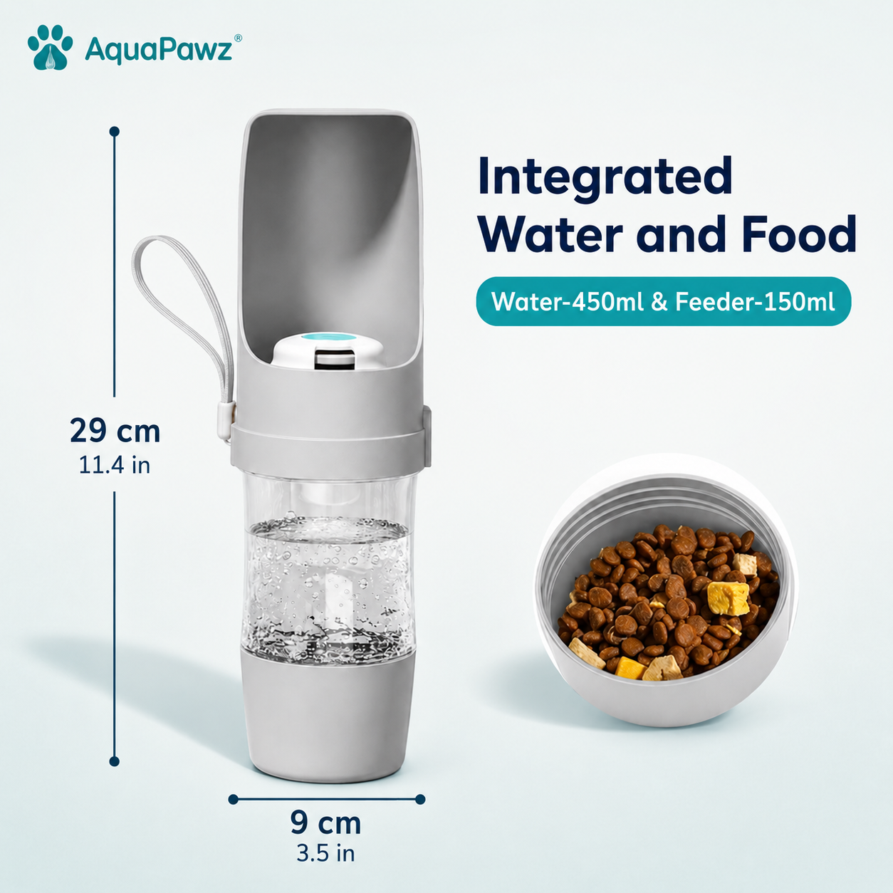AquaPawz™ 2-in-1 Travel Water Bottle &amp; Food Dispenser