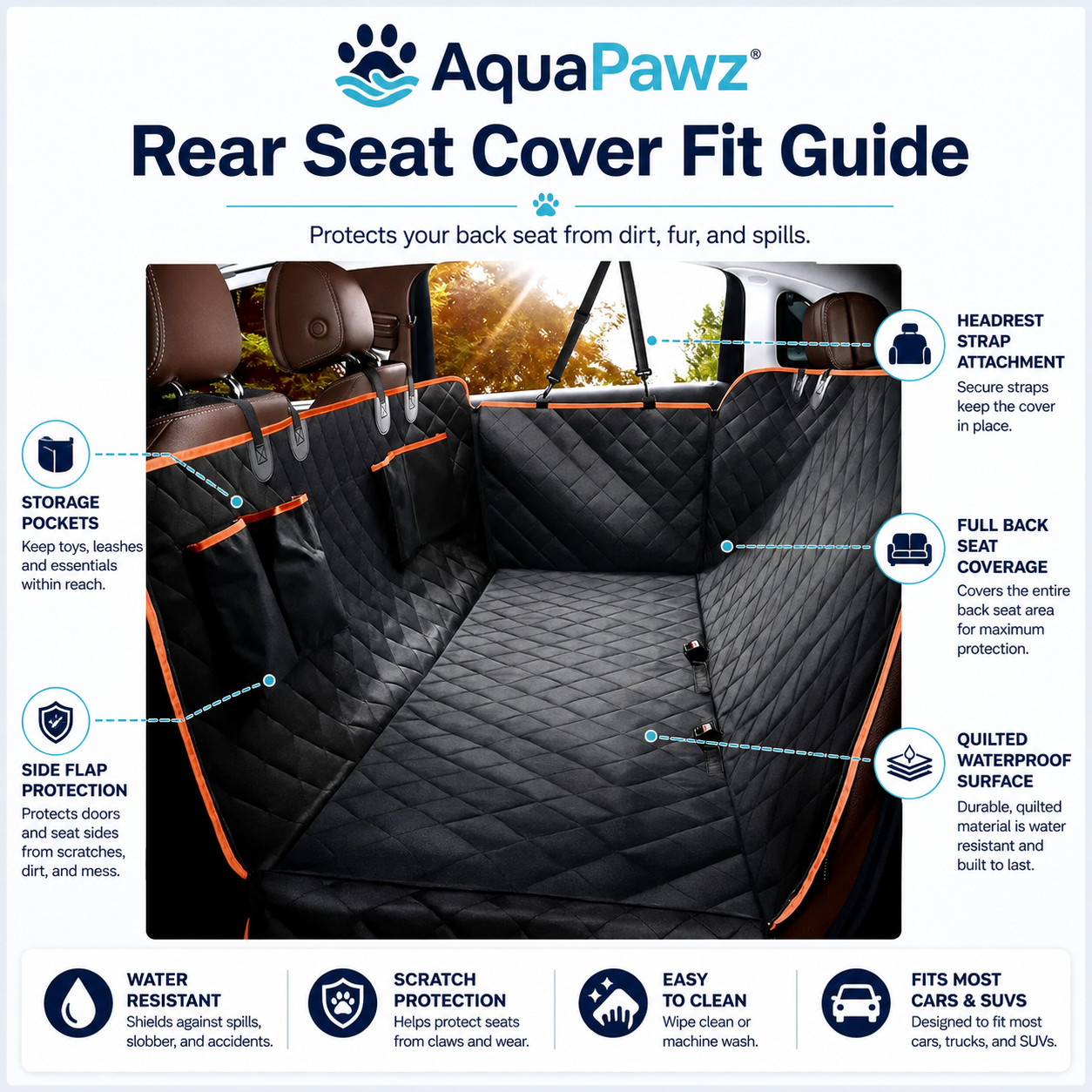 AquaPawz™ Back Seat Hammock Car Cover