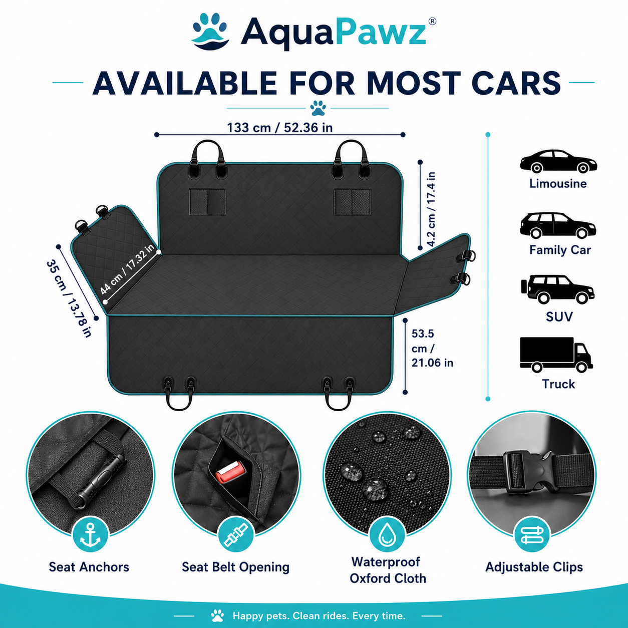 AquaPawz™ Back Seat Hammock Car Cover