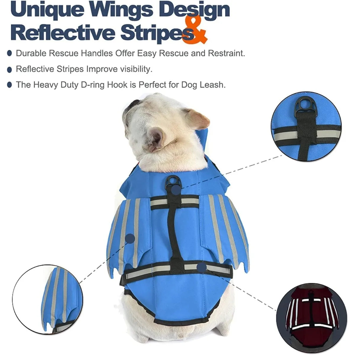 AquaPawz Reflect Pro front chin float and adjustable strap detail