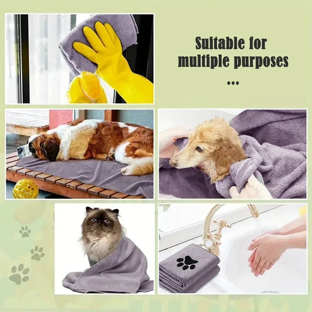 AquaPawz Quick-Dry Pet Towel folded, showing embroidered paw print