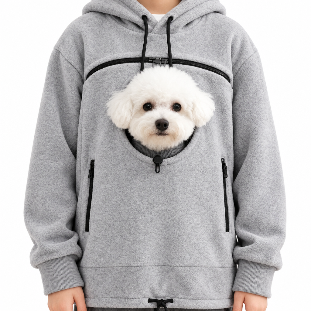 PupPocket Cozy Carrier Hoodie — Grey
