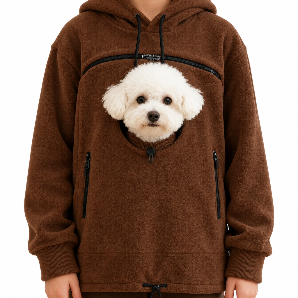 PupPocket Cozy Carrier Hoodie — Brown
