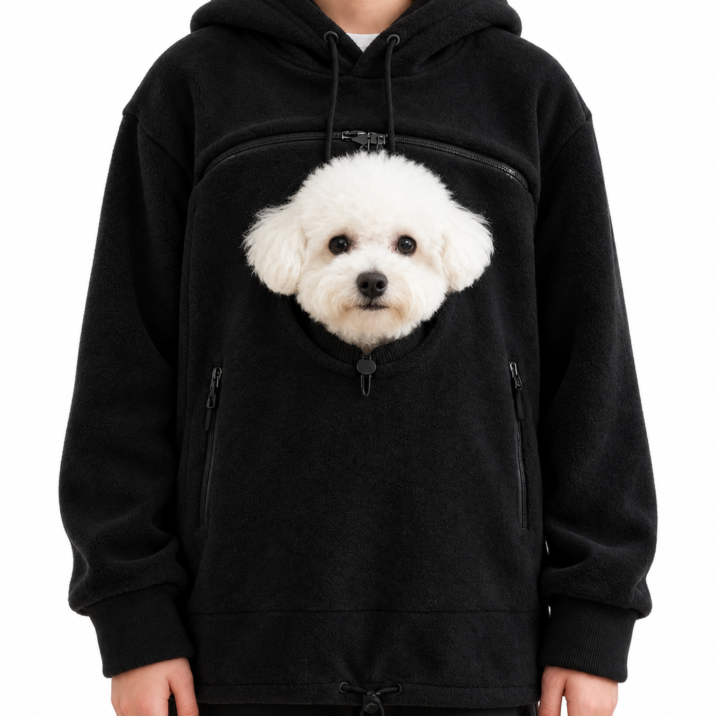 PupPocket Cozy Carrier Hoodie — Black