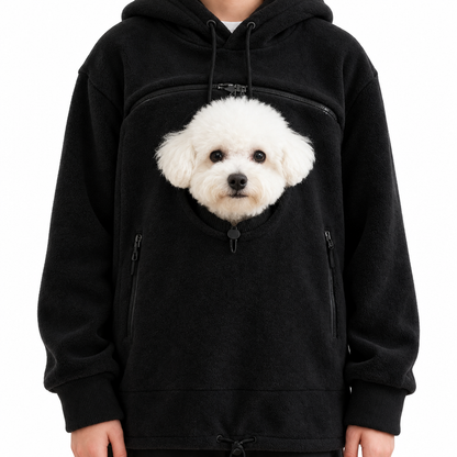 PupPocket Cozy Carrier Hoodie — Black